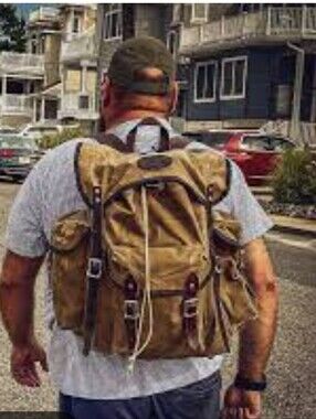 Duluth Pack Wanderer 24L Waxed Canvas Backpack Made in USA Khaki Unisex